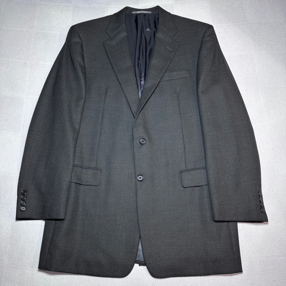 Hickey Freeman Blazer Mens 43L Loro Piana Zelander Wool 2 Button Jacket Charcoal